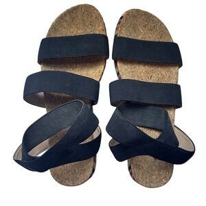 Amelia Grace Women 7.5 Medium Open Toe‎ Cork Beige Colorful Bohemian Sandals